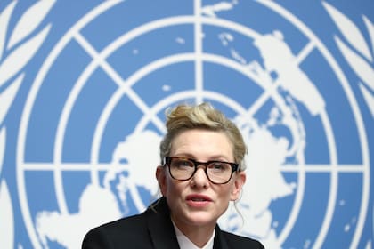 Blanchett en 2019, durante una participación como embajadora de la ONU en Ginebra
