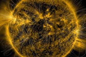 22/05/2024 Esta ilustración muestra los campos magnéticos del sol sobre una imagen capturada por el Observatorio de Dinámica Solar de la NASA el 12 de marzo de 2016. POLITICA INVESTIGACIÓN Y TECNOLOGÍA NASA/SDO/AIA/LMSAL