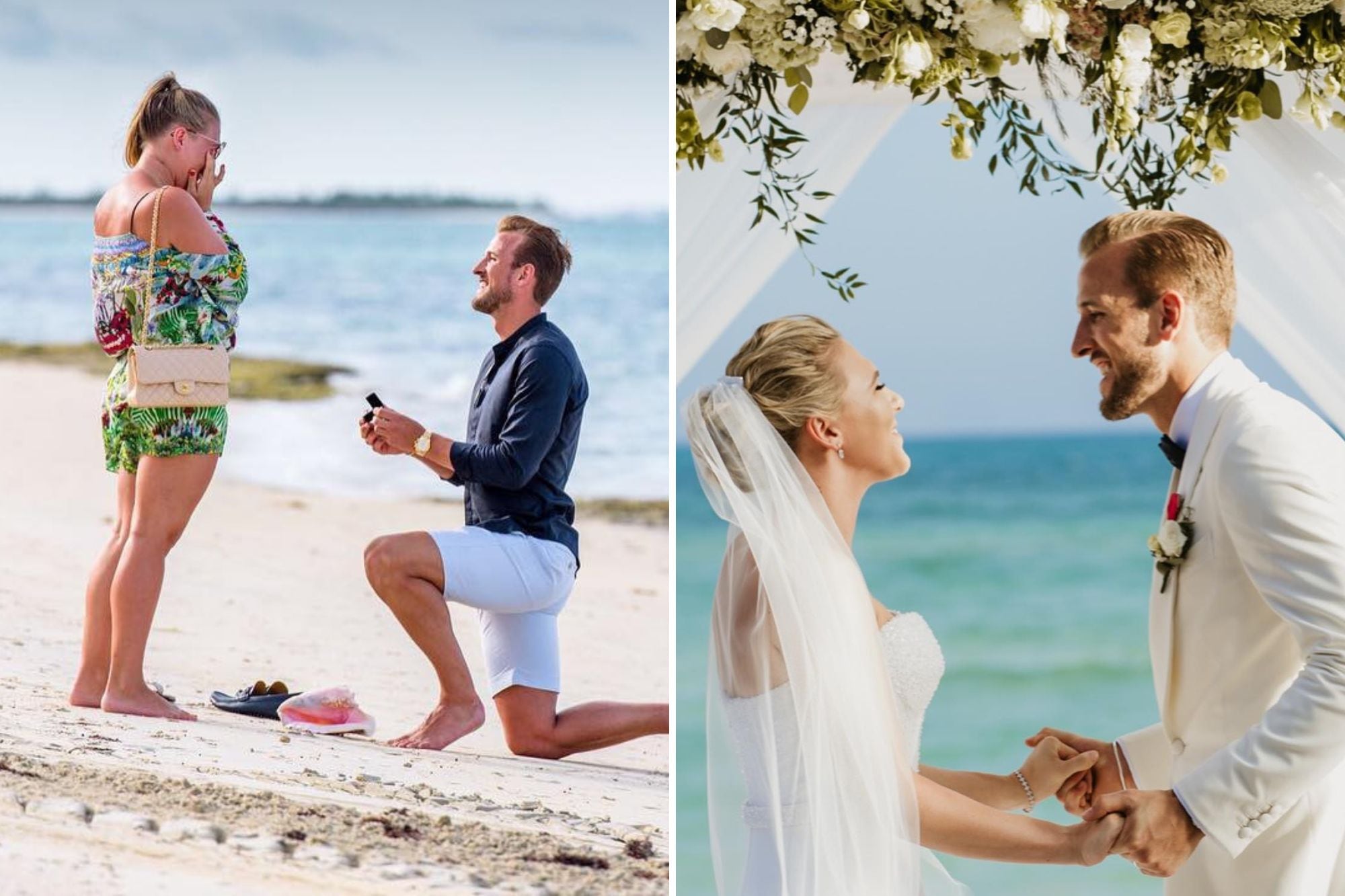El día que Kane le propuso matrimonio a Goodland y el día que se casaron dos años después
