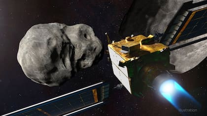 23/09/2022 Esta ilustración muestra la nave espacial de prueba de redirección de doble asteroide (DART) de la NASA antes del impacto en el sistema binario de asteroides Didymos..  La nave DART de la NASA, primera misión de defensa planetaria, tiene el inédito objetivo de estrellarse este 26 de septiembre contra Dimorphos, una luna que orbita un asteroide llamado Didymos.  POLITICA INVESTIGACIÓN Y TECNOLOGÍA NASA/JOHNS HOPKINS APL/STEVE GRIBBEN