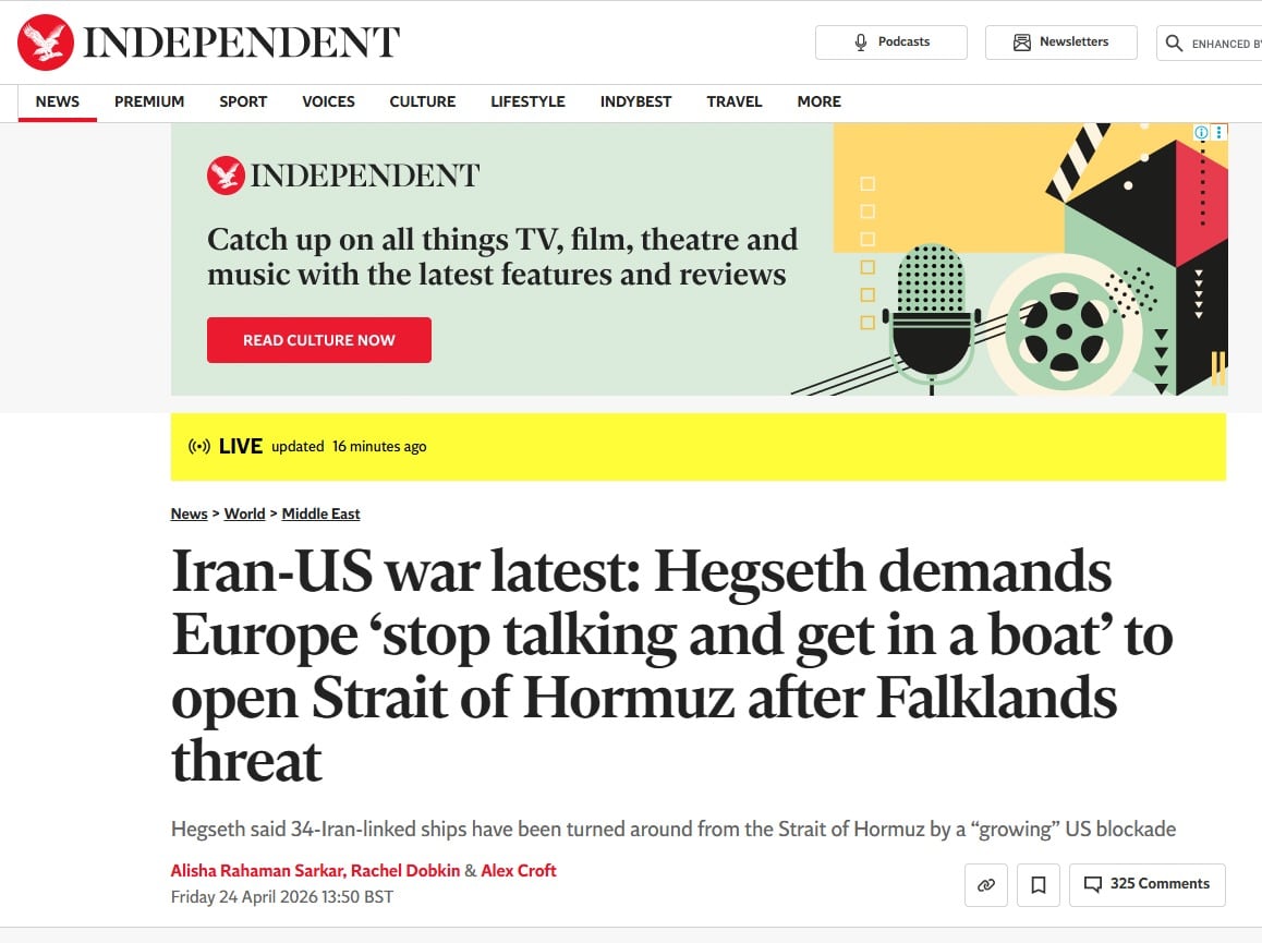 The Independent sobre la postura de Trump por Malvinas