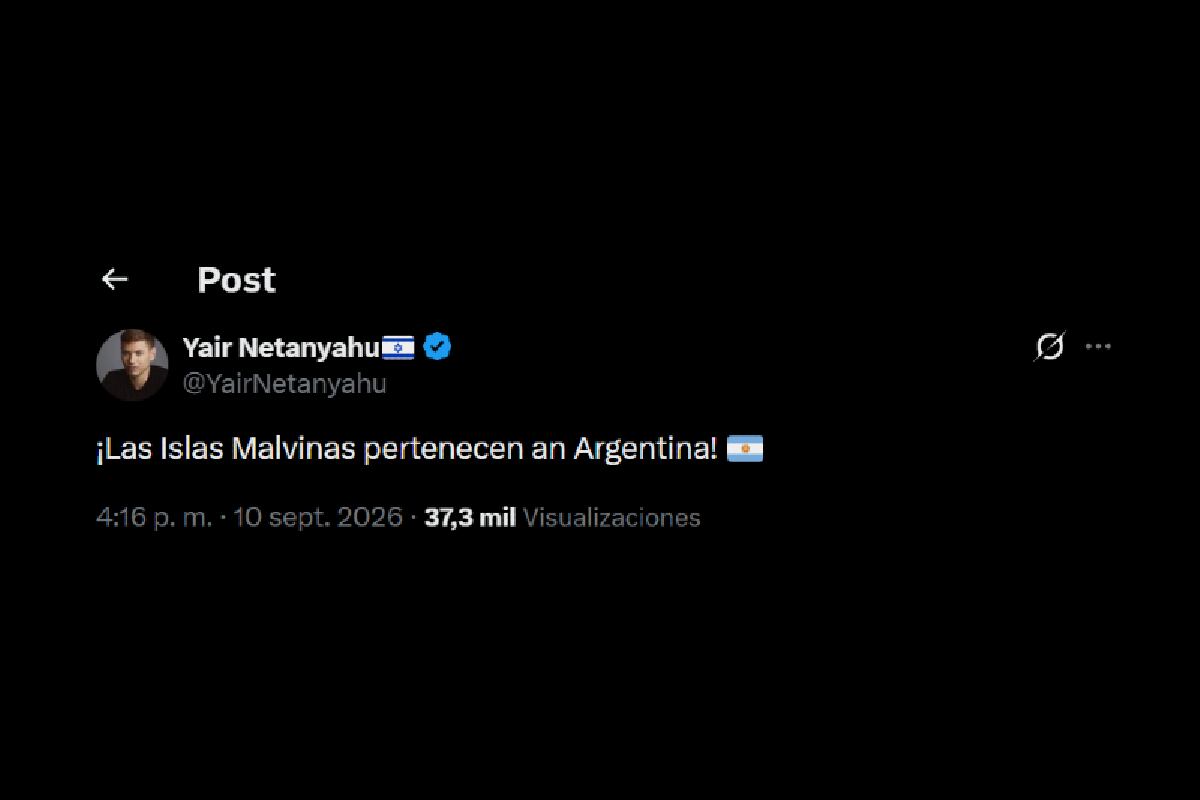 El hijo mayor de Benjamin Netanyahu dijo que las Islas Malvinas
