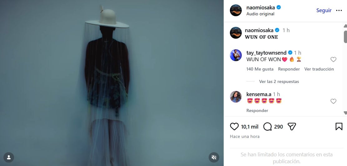 El posteo de Naomi Osaka en Instagram