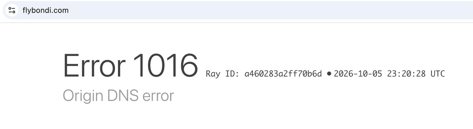 El código de error en la web de Flybondi