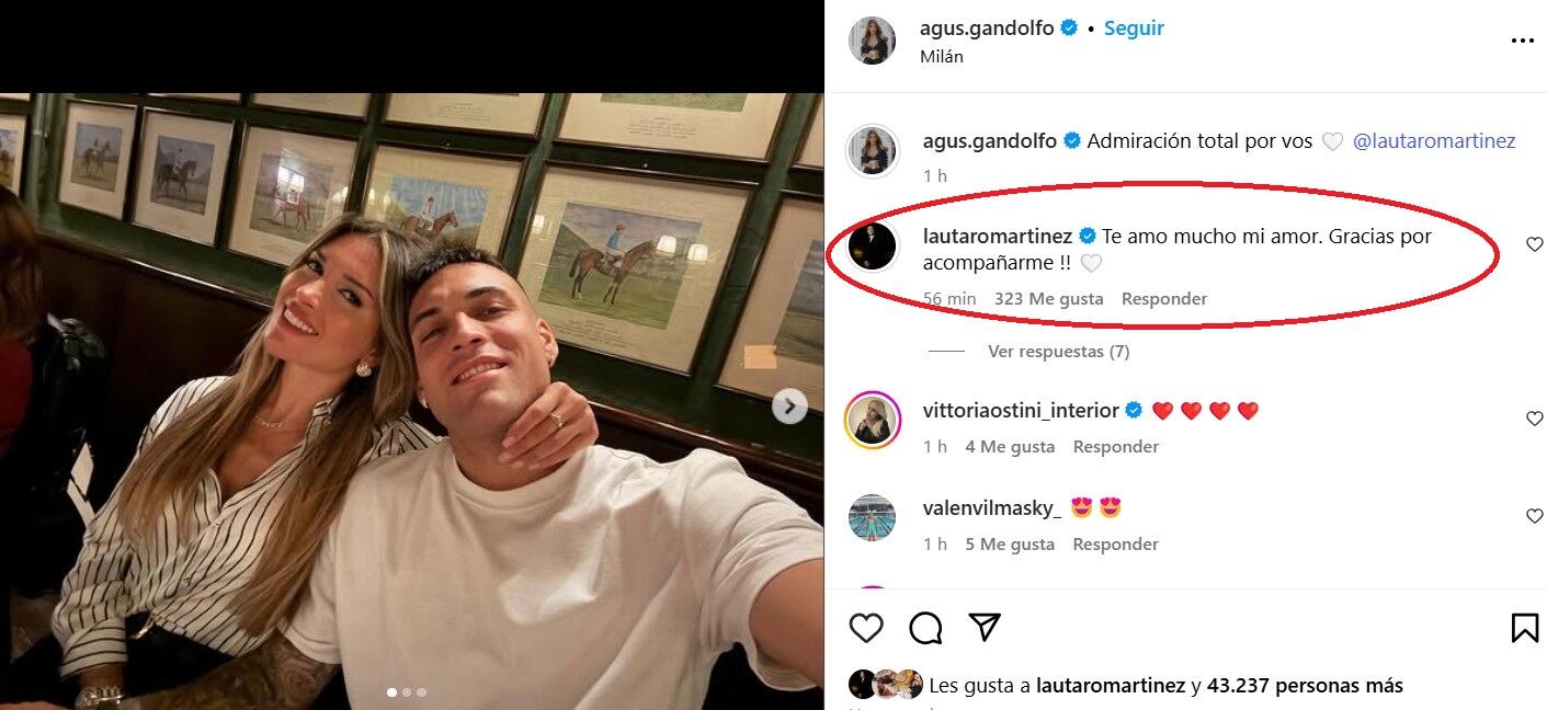 Lautaro Martínez, emocionado, le agradeció el aguante a su esposa