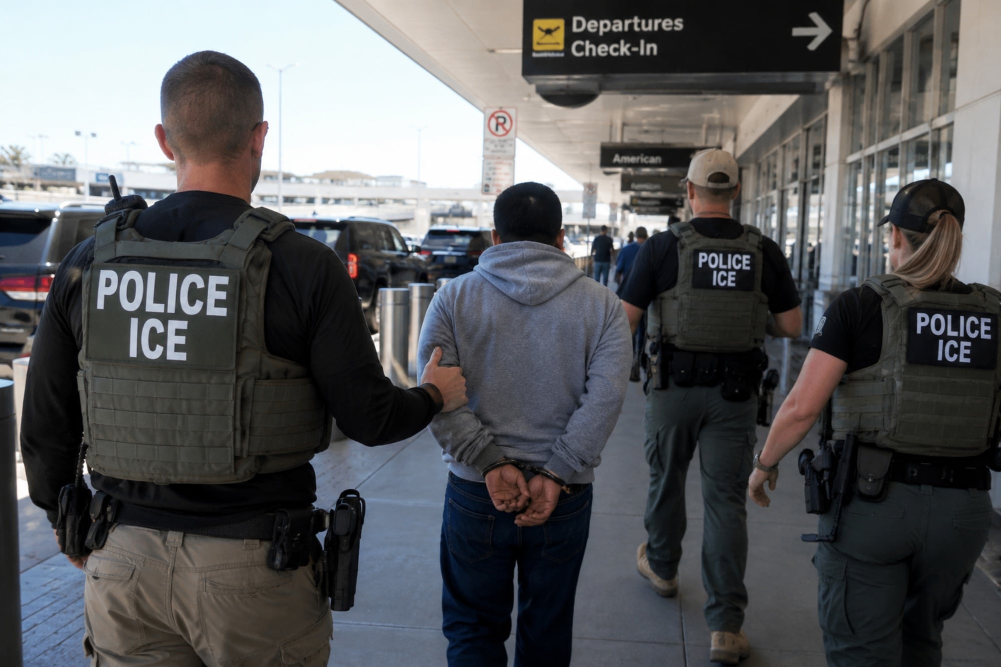 Los agentes del ICE en aeropuertos bucan a migrantes que tengan su período de estancia vencido en Estados Unidos