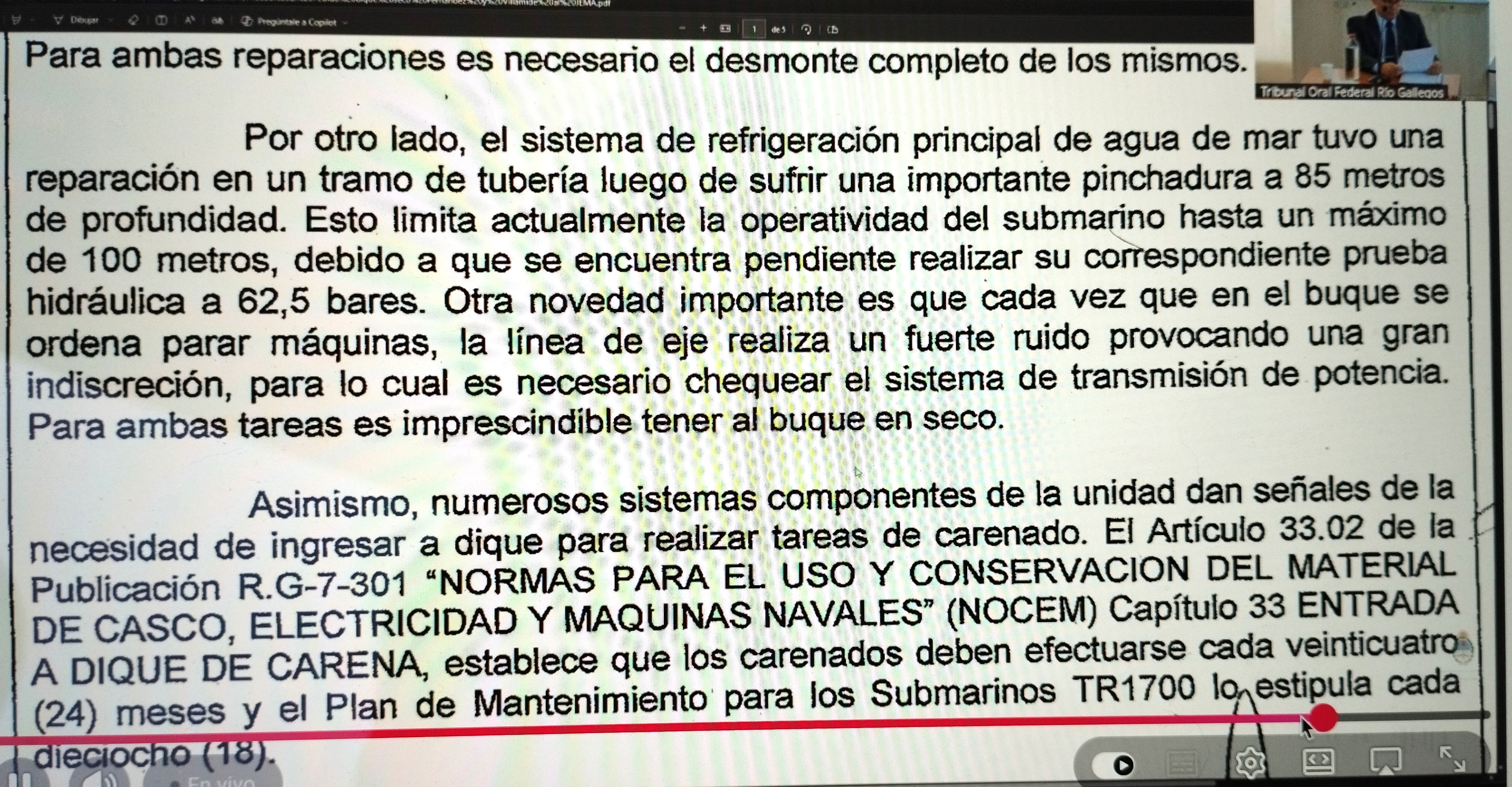 Nota interna del comandante del ARA San Juan solicitando el ingreso a dique seco, de fecha 27 de marzo del 2017.