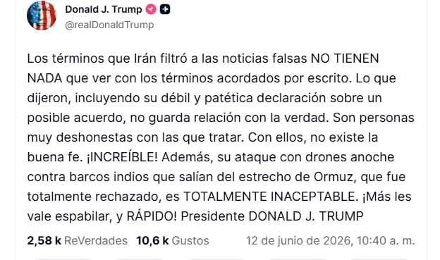 El posteo de Trump
