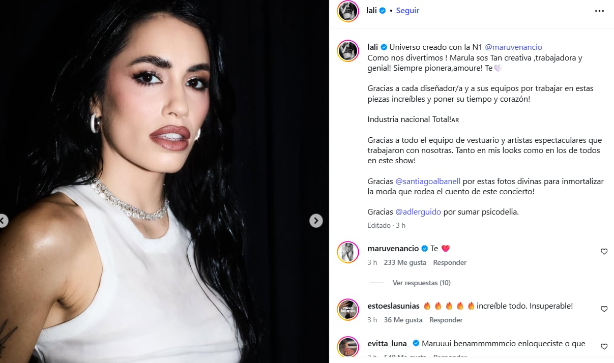 Lali Espósito tuvo varios cambios de vestuario durante sus shows en River (Foto: Captura Instagram/@lali)