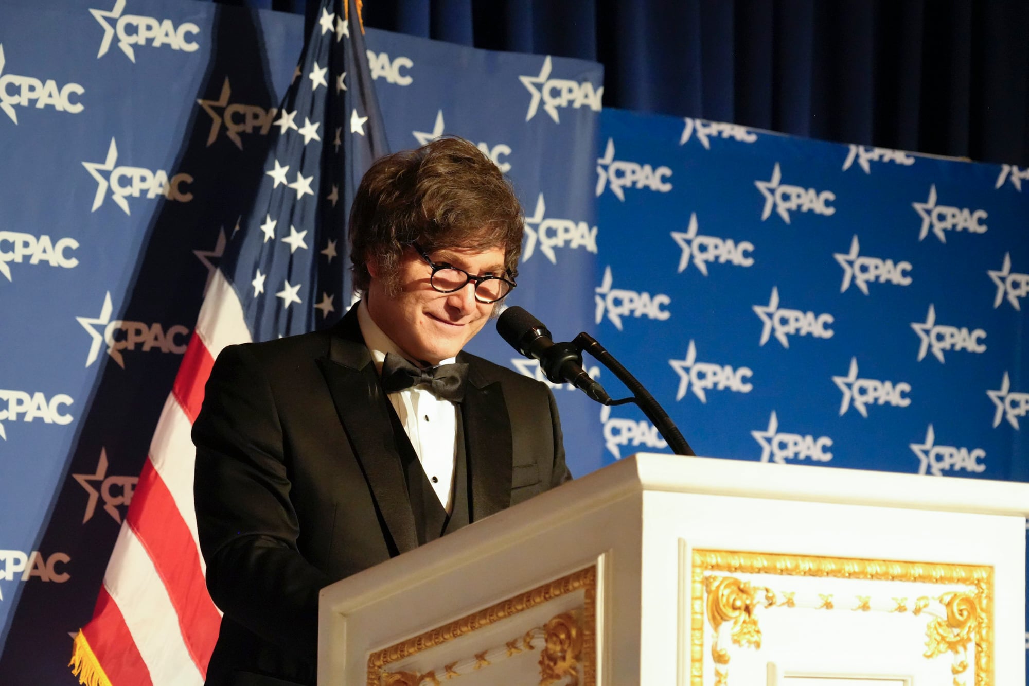 El presidente Javier Milei en la cena de la Cpac