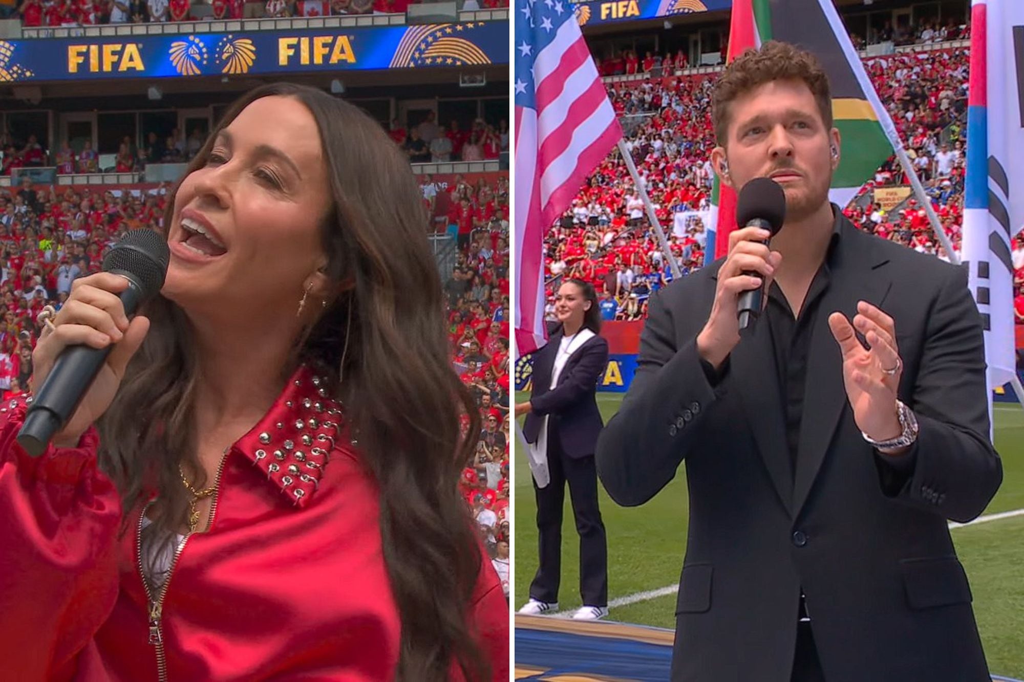 Alanis Morissette y Michael Bublé aparecieron luego de la ceremonia de apertura