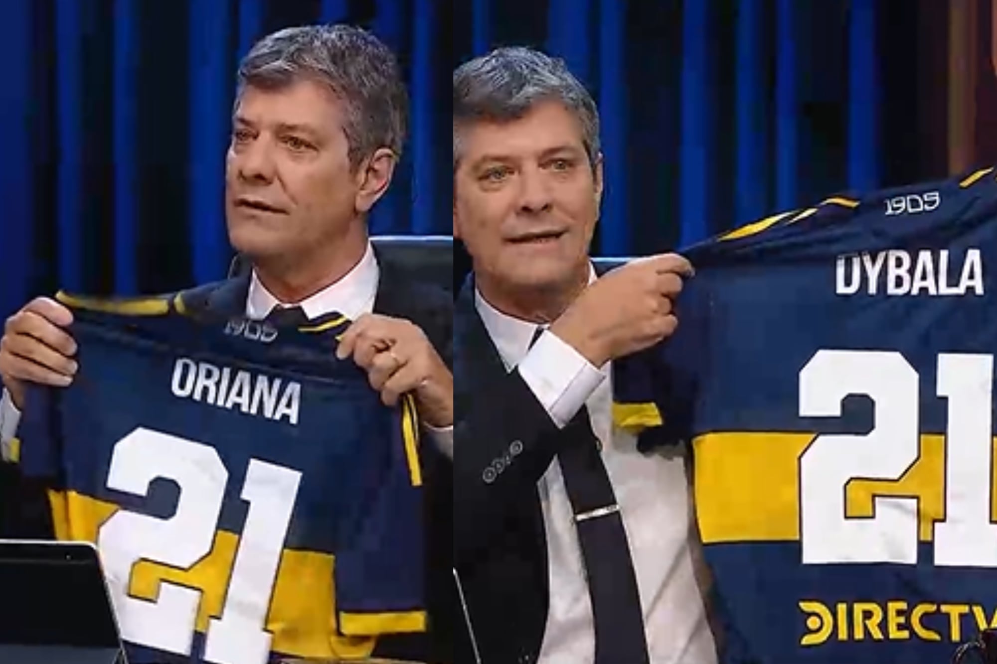 Mario Pergolini le regaló a Oriana Sabatini dos camisetas de Boca, una para ella y otra para Dybala (Foto: Captura)