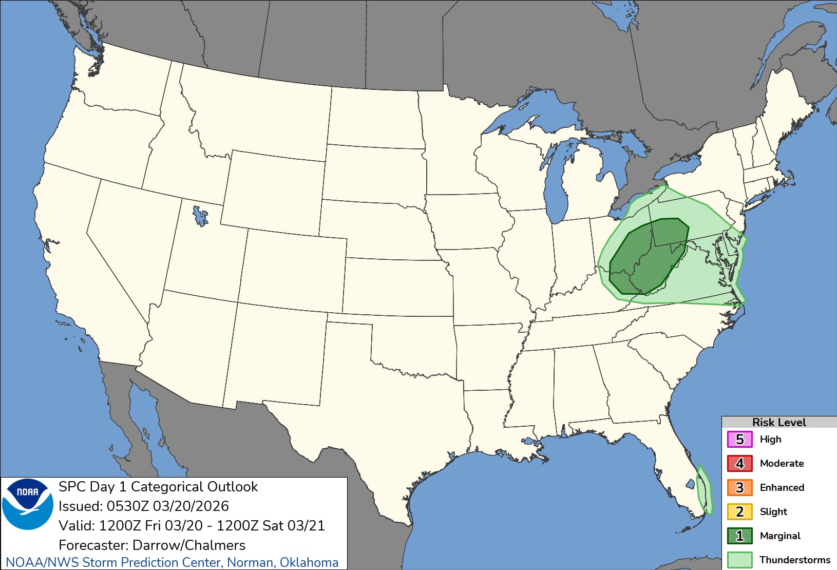 El Centro de Predicción de Tormentas (SPC) ha alertado sobre el desarrollo de tormentas eléctricas severas en Ohio y Pensilvania