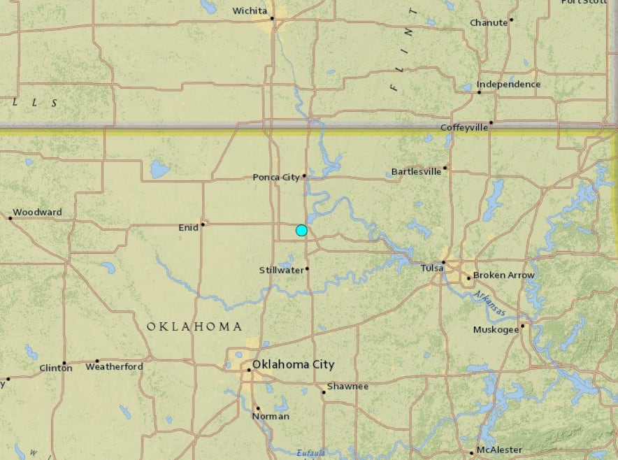 El único temblor de las últimas 24 horas en territorio continental estadounidense fue uno ocurrido cerca de Morrison, Oklahoma