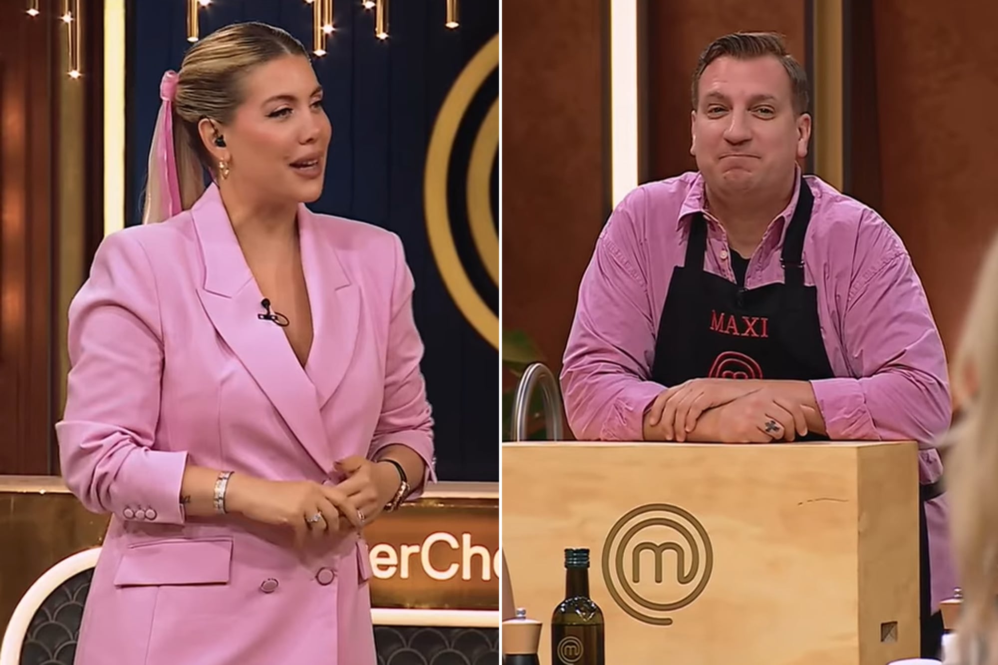 MasterChef Celebrity: en la gala de eliminación, Damián Betular se hartó de los chistes con doble sentido de Wanda Nara y Maxi López