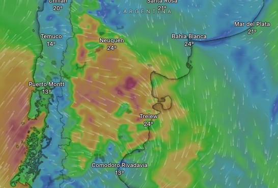 Gran parte de la región patagónica estará afectada por ráfagas de viento que superan los valores habituales.