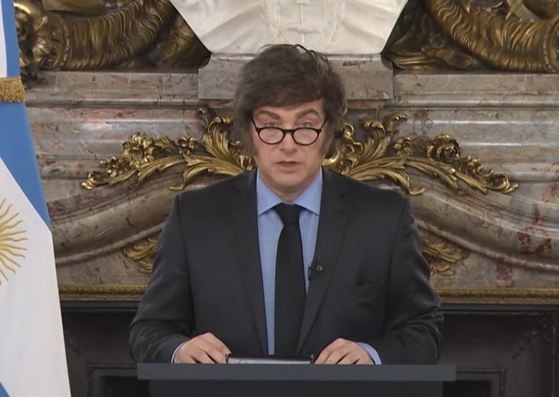 Javier Milei en cadena nacional desde la Casa Rosada