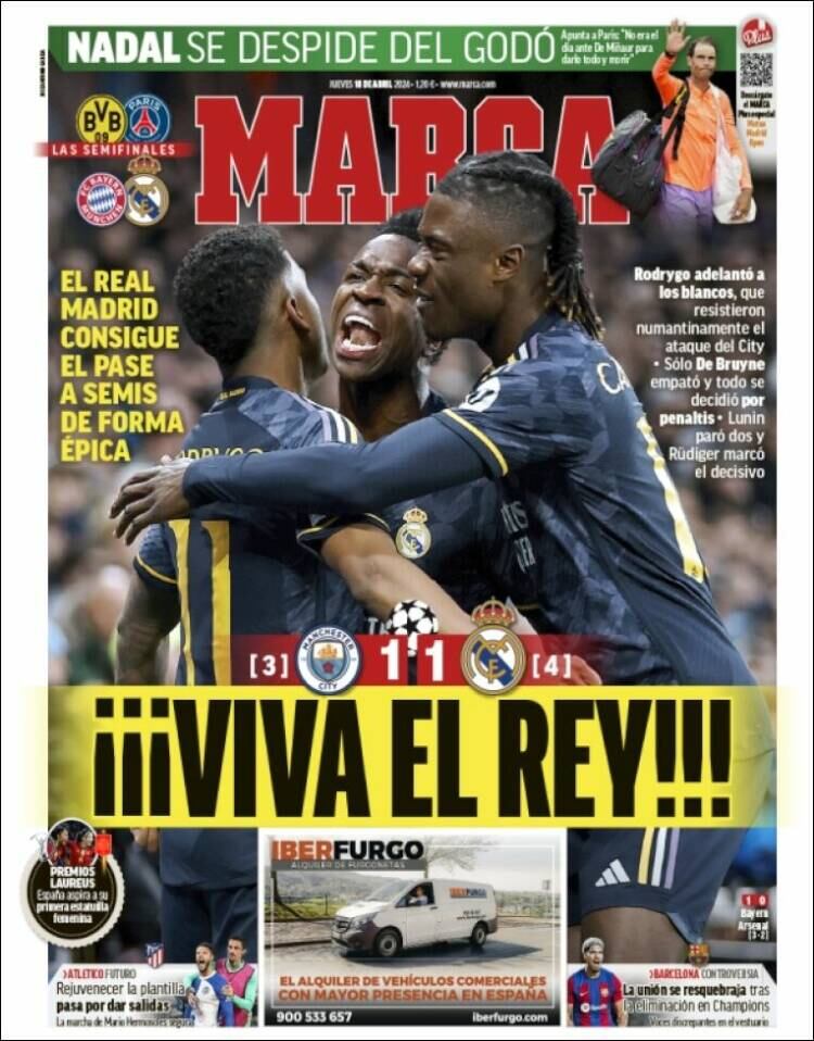 La portada de Marca, tras la victoria de Real Madrid sobre Manchester City