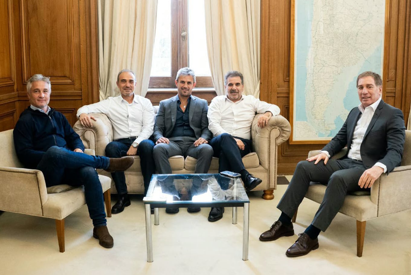 Fernando de Andreis, Lule y Martín Menem, Cristian Ritondo y Diego Santilli, en la última reunión de Pro con el Gobierno