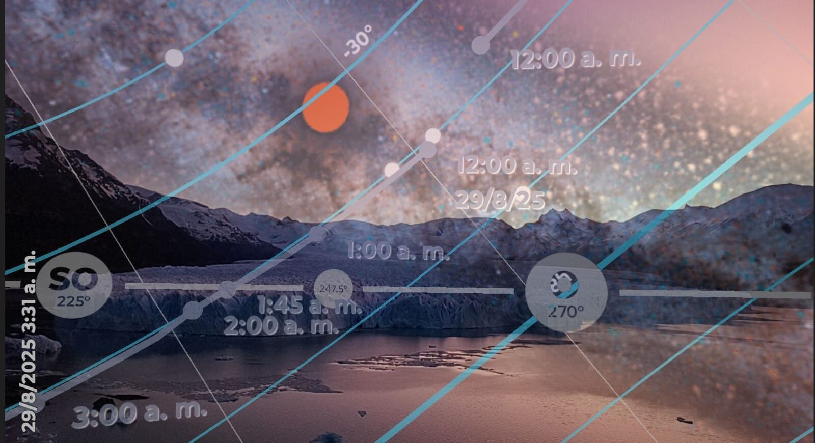 Captura de la planificación de la imagen de la imagen en una app de astrofotografía