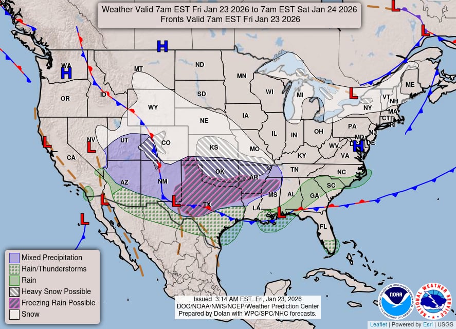 Las nevadas más importantes se esperan en el Valle del Ohio, el Atlántico Medio y el Noreste
