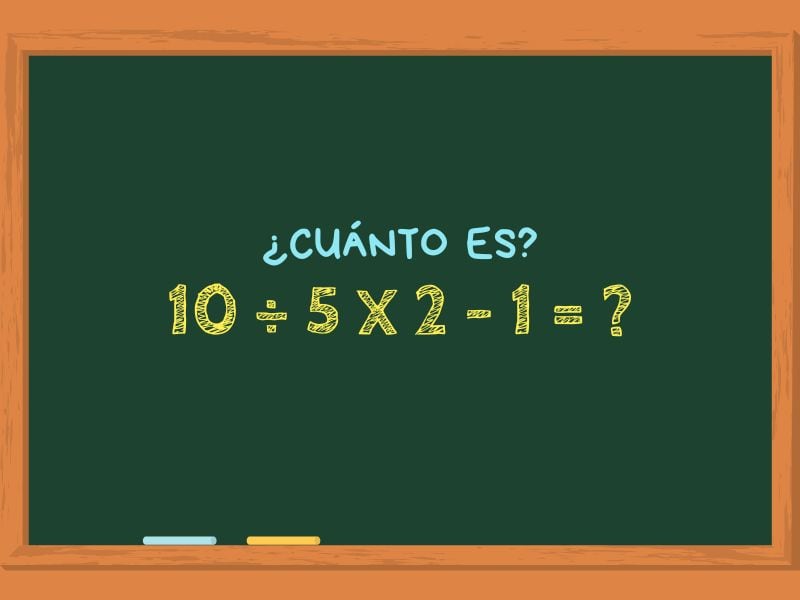 ¿Cuánto es 10 ÷ 5 x 2 - 1? El cálculo matemático que solo una de cada tres personas resuelve en menos de 15 segundos