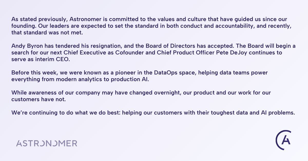 El comunicado de Astronomer