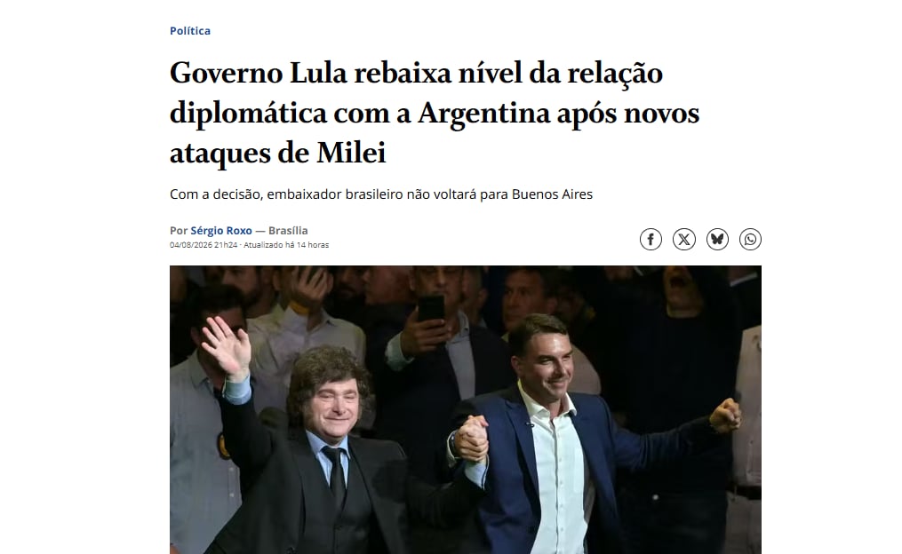 La reacción de los principales diarios de Brasil tras la decisión de Lula de retirar al embajador argentino