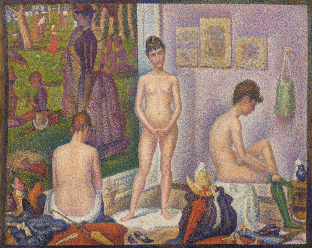 Las modelos, ensamble (versión pequeña, detalle), 1888, Georges-Pierre Seurat (Christie's)
