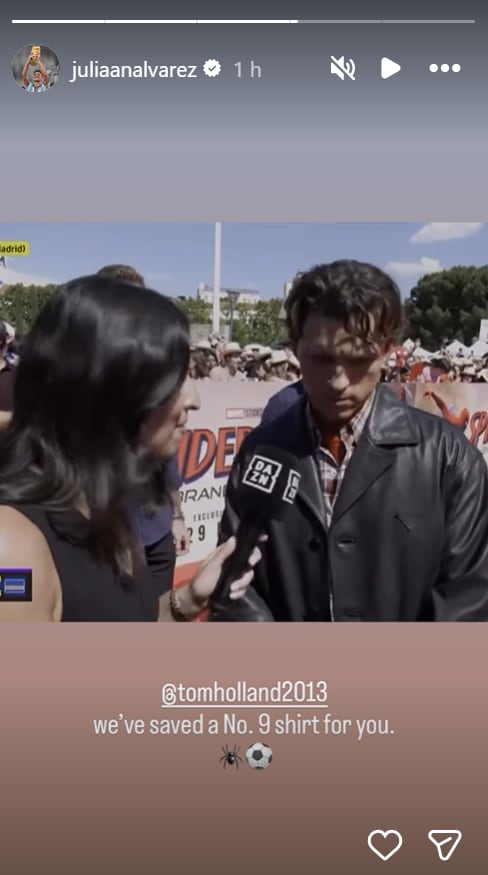 Julián Álvarez reposteó la entrevista de Tom Holland dodne se refirió a él