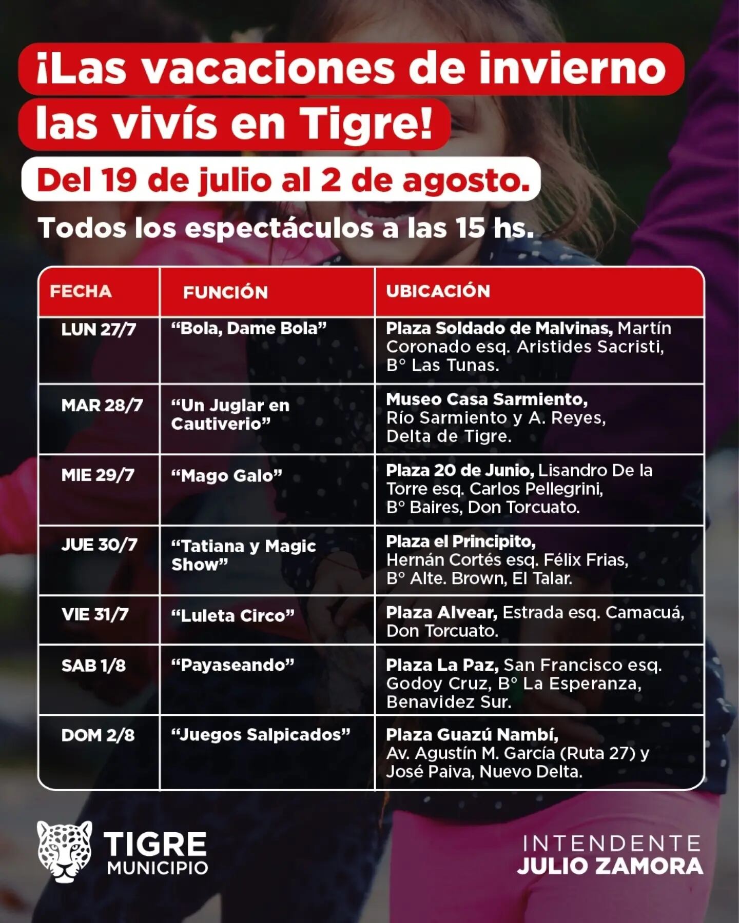 Actividades gratuitas en Tigre durante la segunda semana de las vacaciones de invierno
