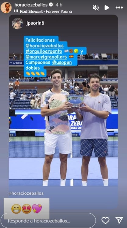 Juan Pablo Sorín felicitó a la dupla de tenistas