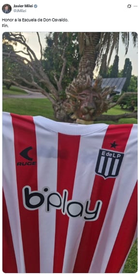 El posteo de Javier Milei en apoyo a Estudiantes de La Plata tras la polémica (X: @JMilei)