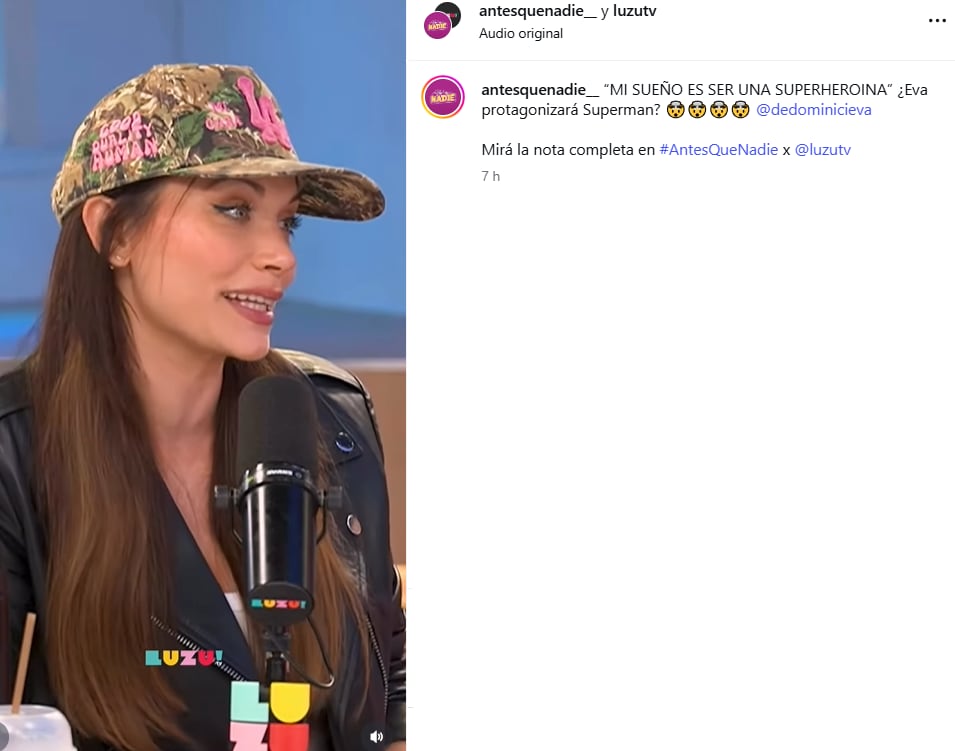 Eva De Dominici habló por primera vez sobre su posible llegada al universo de Superman 7 Eva De Dominici se sinceró sobre sus deseos de trabajar con James Gunn (Foto: Captura Instagram/@luzutv)