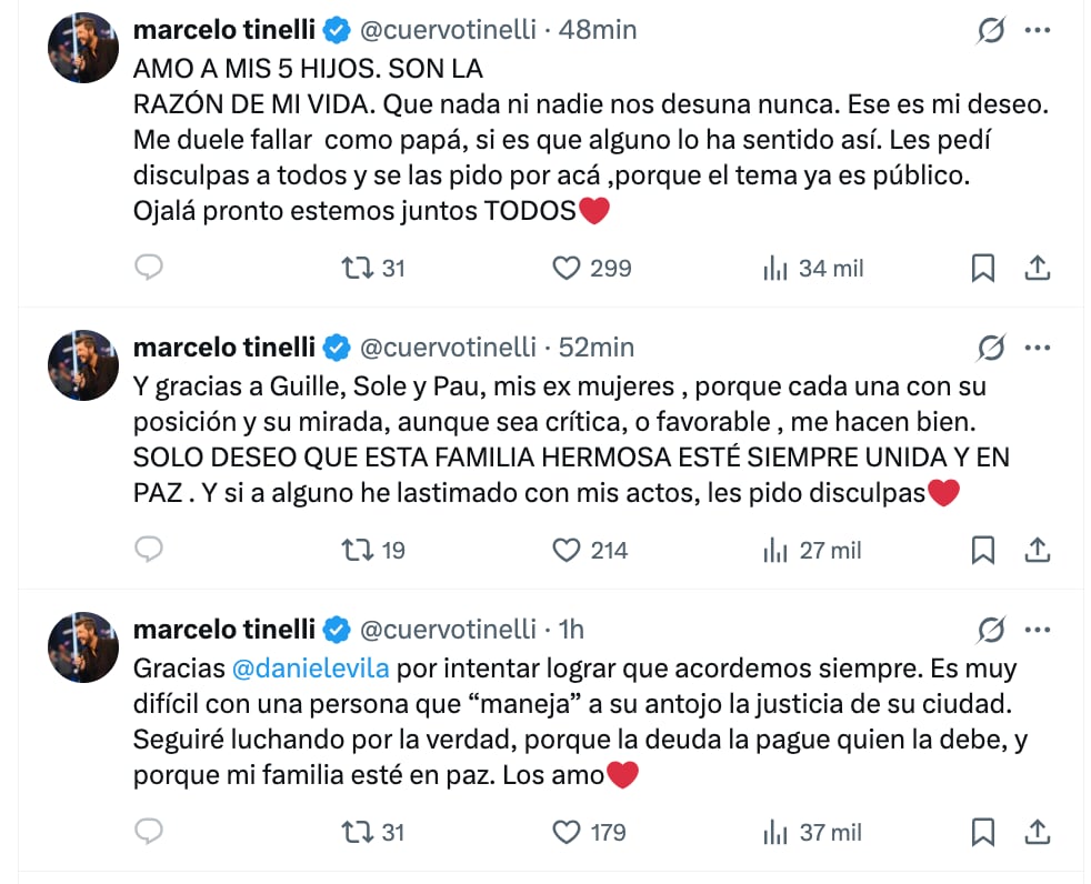 El conductor agradeció a sus exparejas Guillermina Valdés, Soledad Aquino y Paula Robles