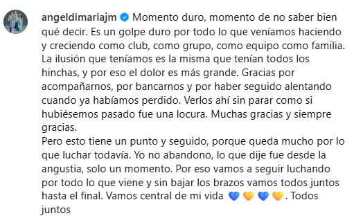 El mensaje de Di María