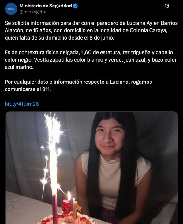 El pedido del ministerio de Seguridad local sobre la búsqueda