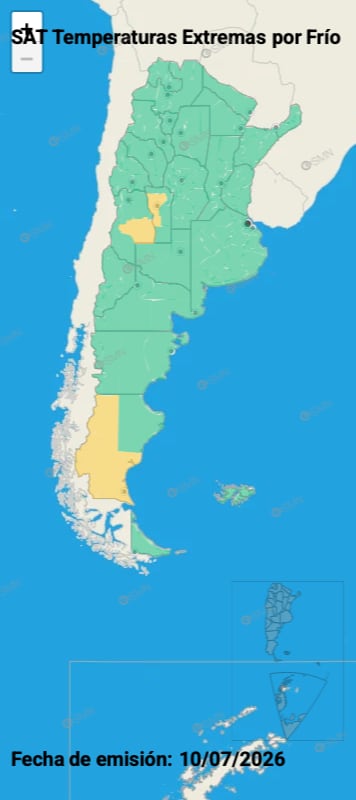 El mapa de temperaturas extremas para este sábado