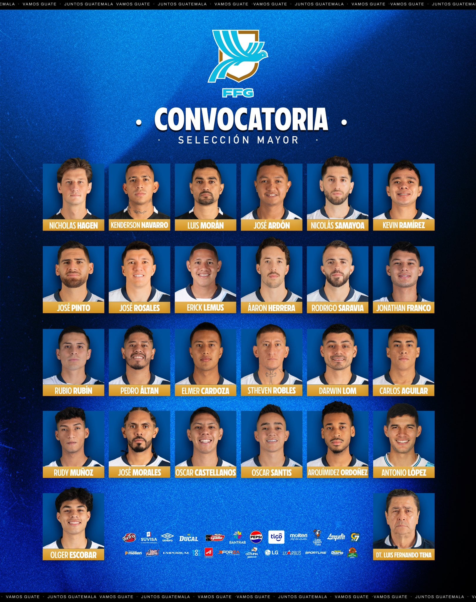 Lista de convocados de Guatemala para eliminatorias de Concacaf (X @fedefut_oficial)