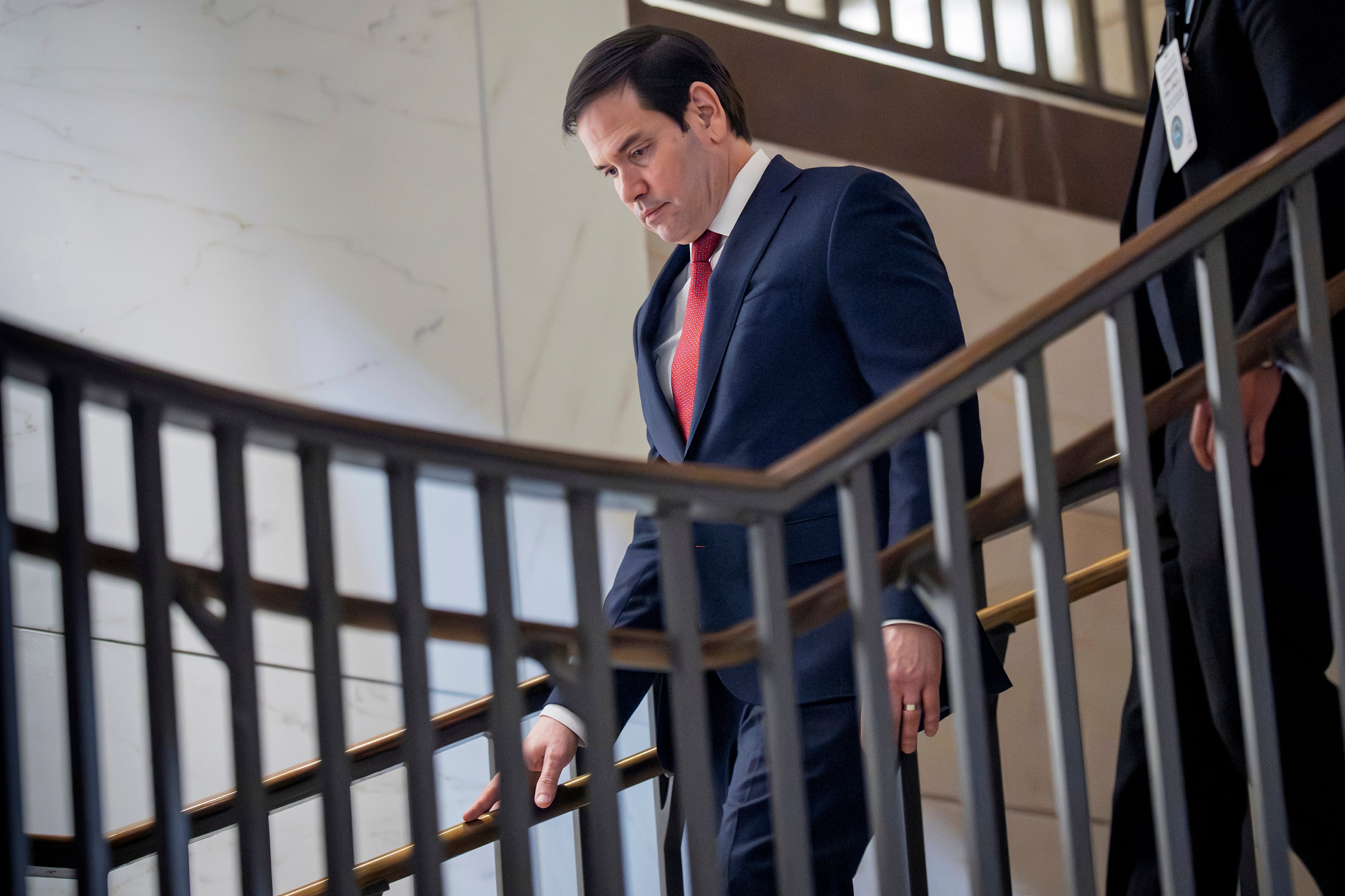 El secretario de Estado de Estados Unidos, Marco Rubio, llega al Capitolio, en Washington