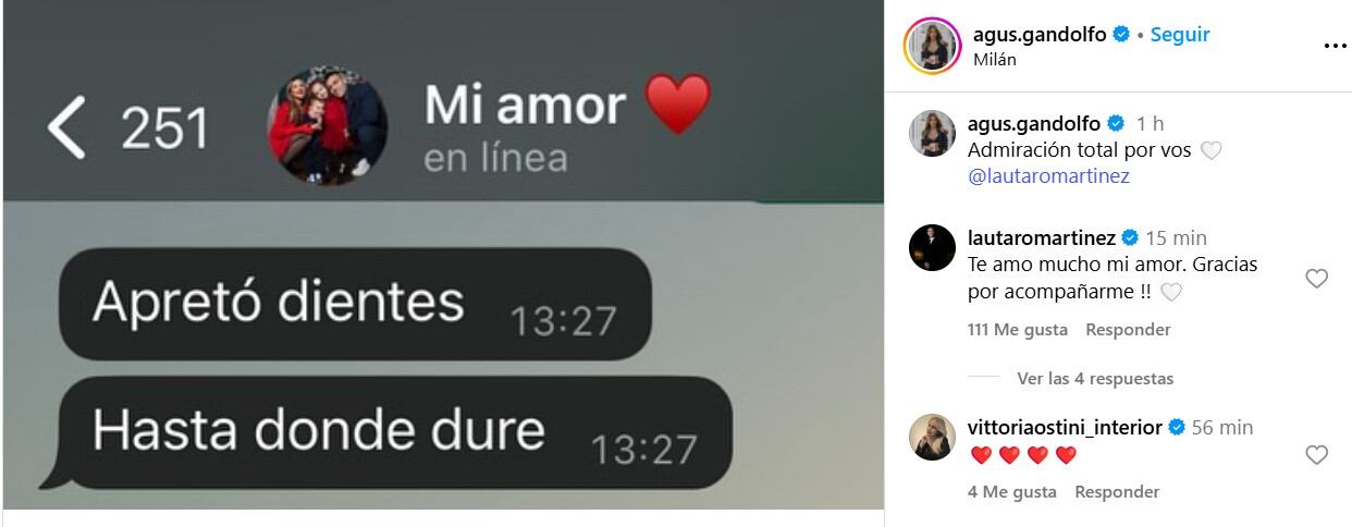 El posteo de Agustina Gandolfo que emocionó a sus seguidores
