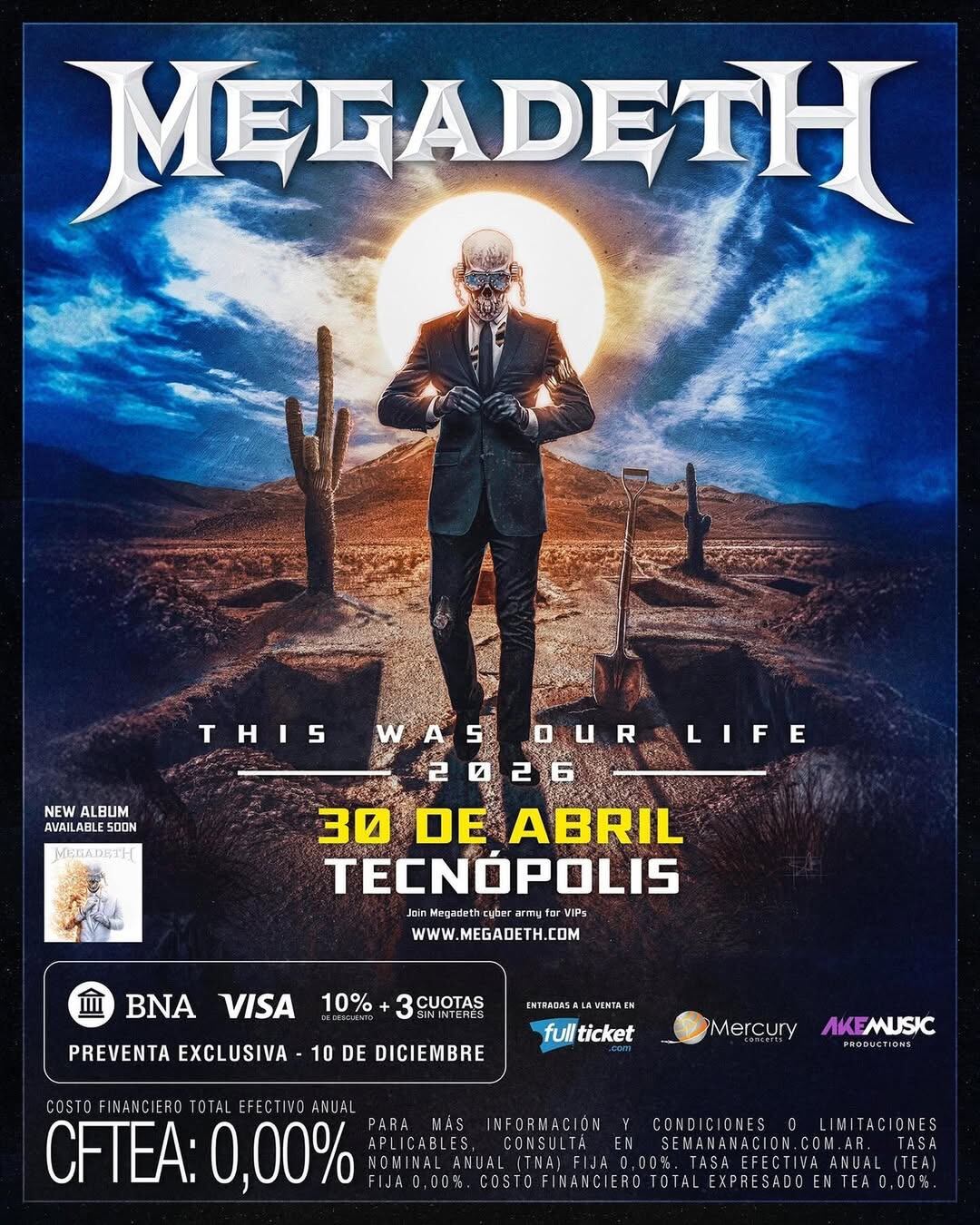 El 30 de abril los fans de Megadeth tienen una cita en Tecnópolis para ver el último show de la banda con su líder