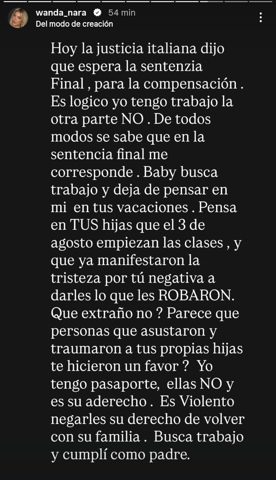 historias Wanda Nara y Mauro Icardi