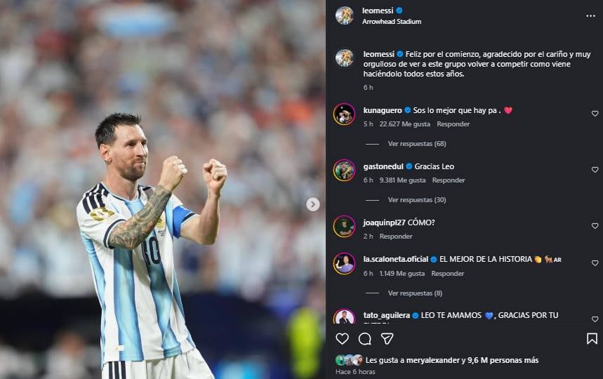 El posteo de Messi tras el triunfo ante Argelia.