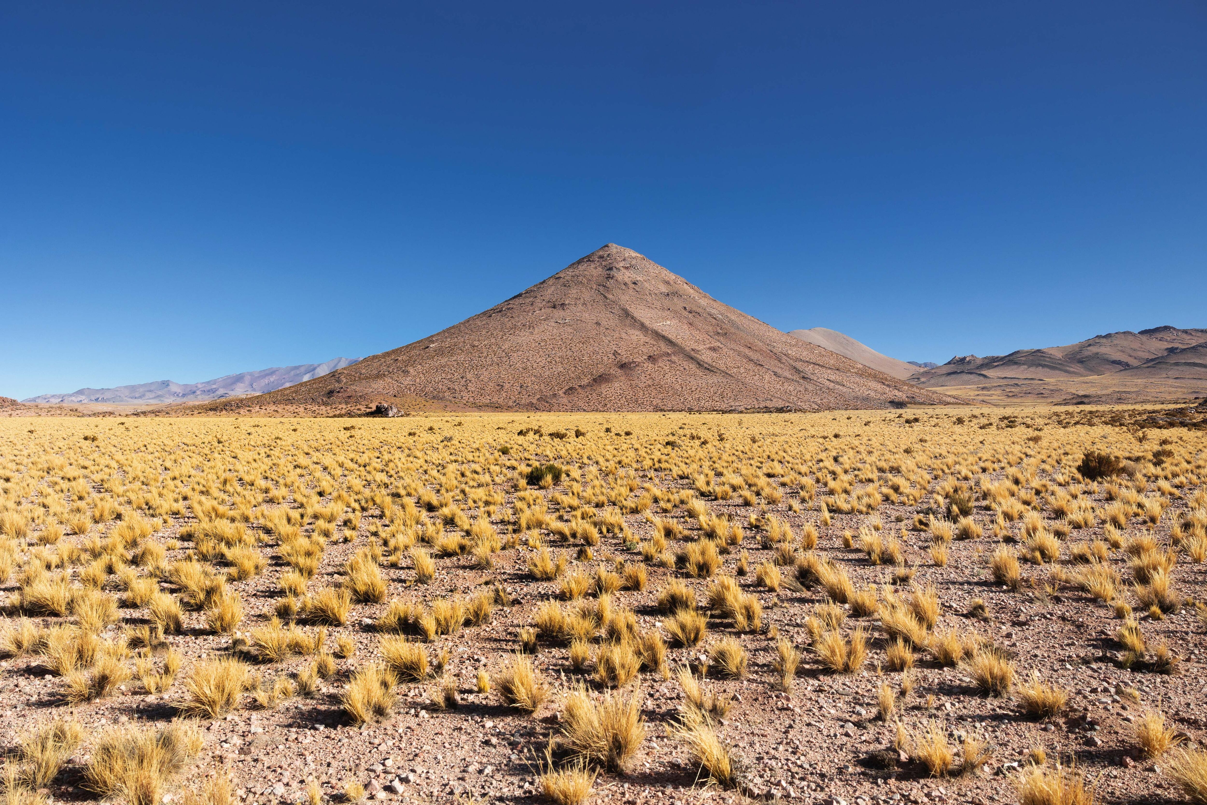 El cerro Potosí domina esta panoramica, donde el pasto coirón es el rey.