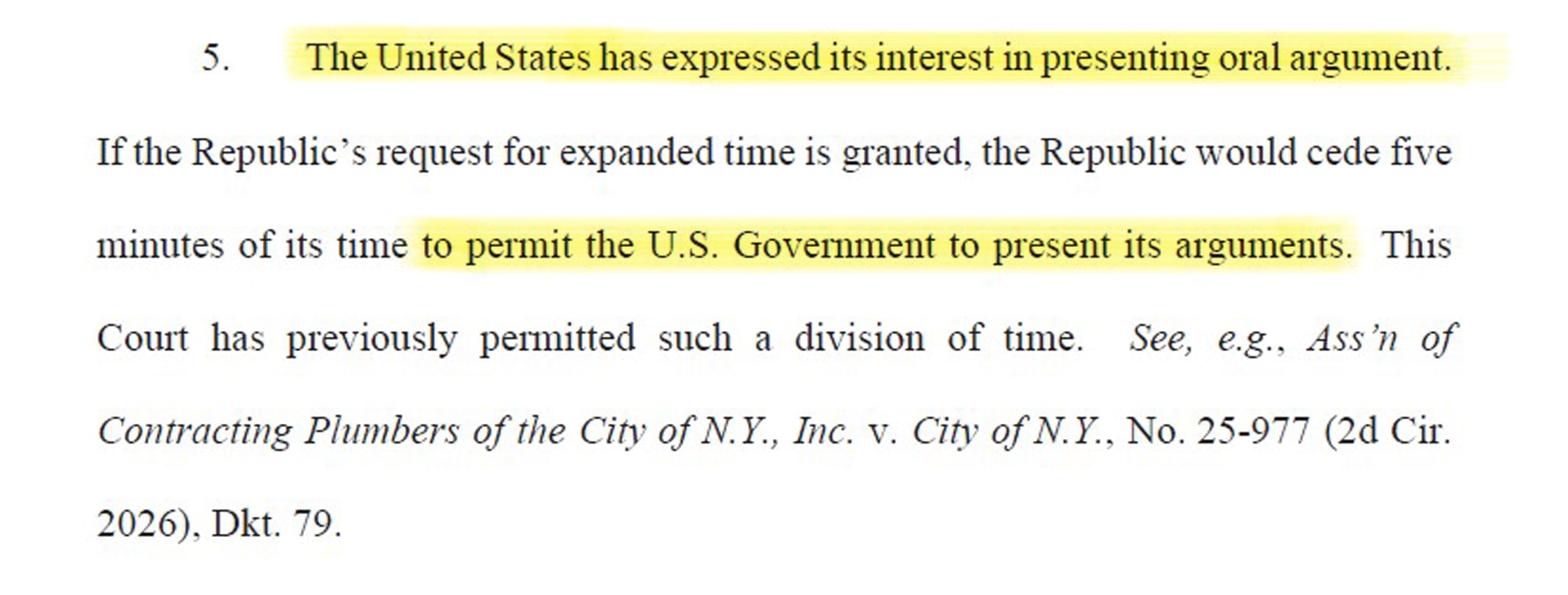 El Departamento de Justicia solicitó intervenir en defensa del Estado argentino en la audiencia prevista para el próximo 16 de abril