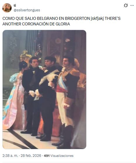 Los usuarios de las redes reaccionaron a la presunta presencia de Belgrano en Bridgerton (Foto: Captura de X)