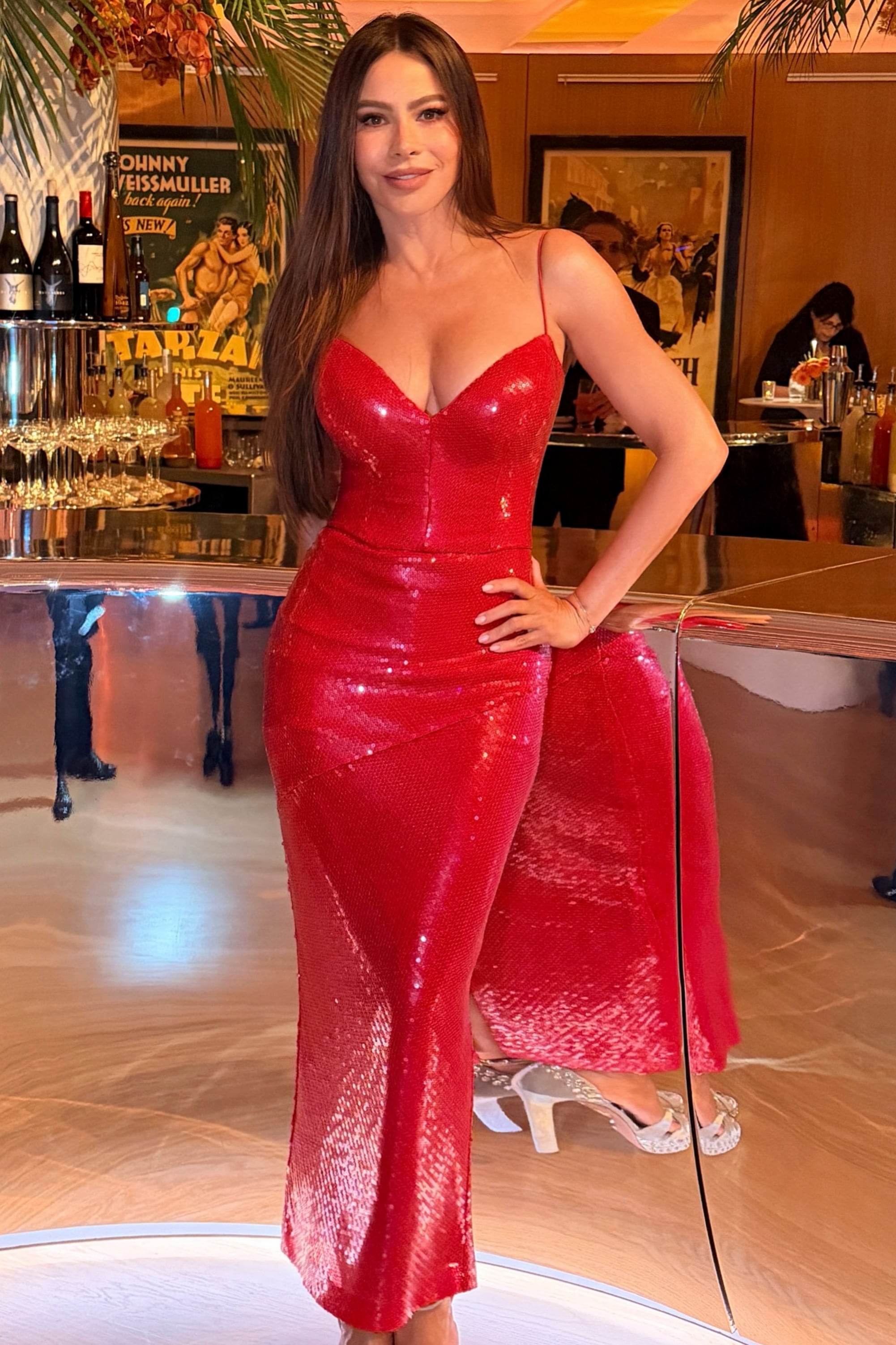 Sofia Vergara, impactante con un sensual vestido de gran escote y finos breteles