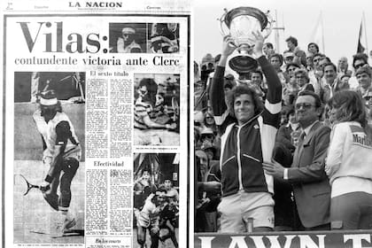 35) Campeón eterno: la sonrisa y otro trofeo en alto. El de 1979 fue el séptimo título del circuito que Vilas ganó en el país.