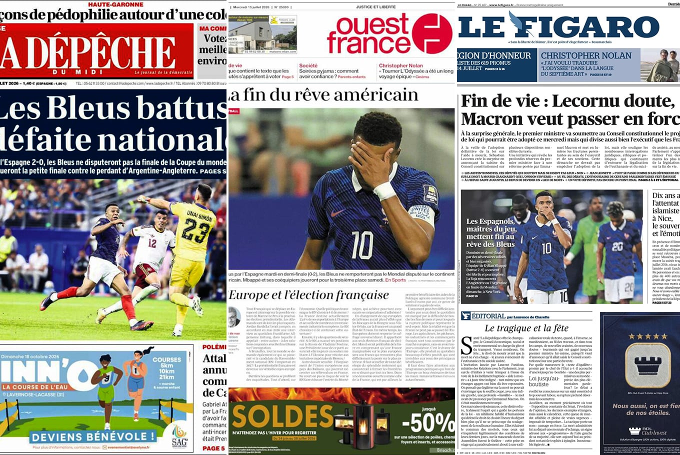 Las tapas de los diarios de Francia tras la dura derrota ante España